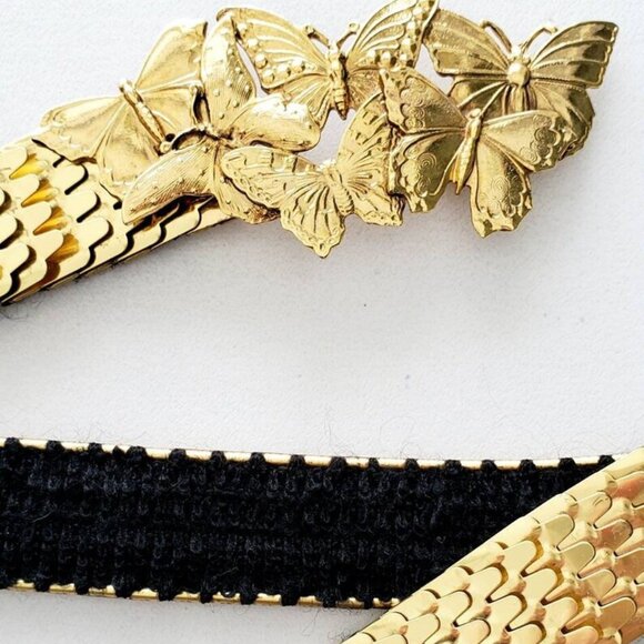 Vintage 60s ACCESSORY ACCENT NYC Signed Flex Belt Gold Tone Scales Butterflies main image 11